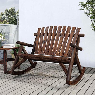 Schommelbank 2-zits - Houten bank - Ontspannen buiten - Massief sparrenhout - 123 x 96 cm - Donkerbruin
