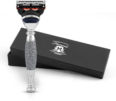 Haryali London 5 Edge Scheermes voor Mannen - Duurzaam Scheermes met 5 Mesjes voor Dames & Scheermes voor Heren - Antique Body & Face Scheermes - Herbruikbaar - Grijs