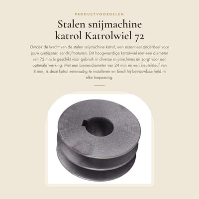 Dailygoods- Snijmachine Katrol - Stalen Katrolwiel - Diameter 72 mm - Binnendiameter 24 mm - Hoogwaardig Materiaal - Gewicht 523 g