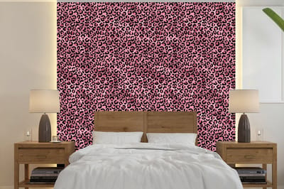Behang - Fotobehang Panter - Roze - Dierenprint - Patronen - Breedte 240 cm x hoogte 240 cm