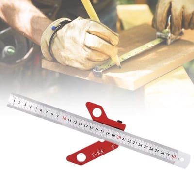 Dailygoods- Lijnkaliber Hoog rendement - Middenlijnafschrijver - Houtbewerkingsgereedschap - Roestvrijstalen liniaal - Aluminiumlegering behuizing - Sterke magneten - Scribing Tool