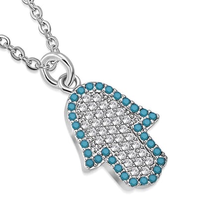 Amanto Ketting Cyar - 316L Staal - Hamsa/Fatima - 18x13mm - 45cm