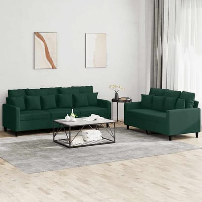 vidaXL - 2-delige - Loungeset - met - kussens - fluweel - donkergroen
