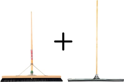 Synx Tools Paardenhaar 80cm + Vloertrekker 75cm met Steel 150cm - Kamerveger – Vloerreiniger – Moppen – Zachte binnenbezem met steel 160cm