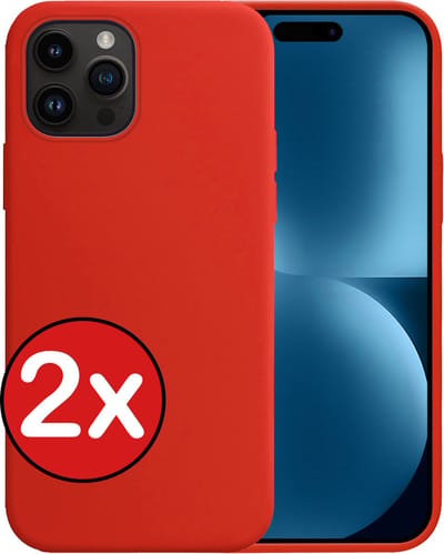 Hoesje - 2 Stuks - Geschikt voor Apple iPhone 15 Pro - Sterk & Shockproof - Telefoonhoes - Back Cover - Case Siliconen - Telefoon Hoes - Rood