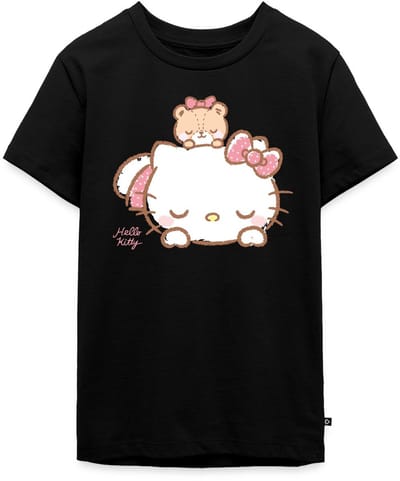 Hello Kitty Met Teddy Op Haar Rug Premium T-Shirt Tiener