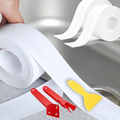 Witte Zelfklevende Sealing Tape - Waterdichte Plakband voor Keuken en Toilet, 2 Rollen, Perfect voor Herstellingen en Afplakken