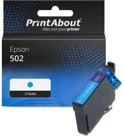 PrintAbout huismerk Inktcartridge 502 (C13T02V24010) Cyaan Geschikt voor Epson