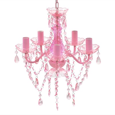 vidaXL - Kristallen - licht - met - 5 - gloeilampen - rosa