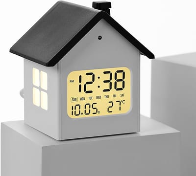 Digitale Wekker - Klein Huisvormig LED Wekkerhorloge - Nachtlicht en Snooze Functie - Luide Bel met 3 Volume Instellingen - Schattige Bedside Klok voor Slaapkamer en Woonkamer - Zwarte Kleur