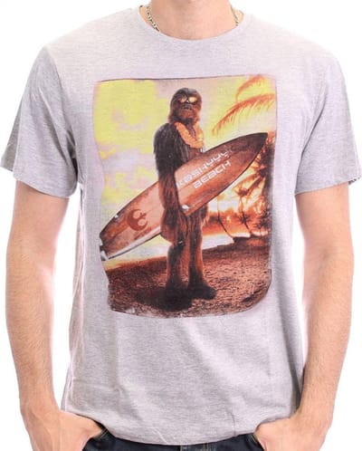Star Wars - Chewie on the Beach Grey T-Shirt - S