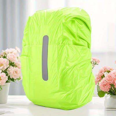 Housse réfléchissante pour sac à dos, extensible et pliable, idéale pour les excursions nocturnes en extérieur. Convient aux sacs à dos de 26 à 40 L. Parfaite pour la randonnée et les voyages. vert