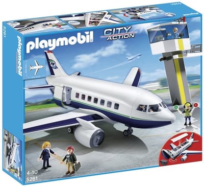 Vracht- en passagiersvliegtuig met verkeerstoren/Avion et tour de contrôle