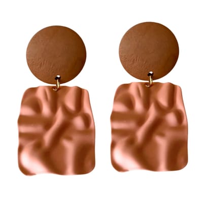 Clip oorbellen- Satijn -Bruin -hout -oudroze-geen gaatje- Charme Bijoux