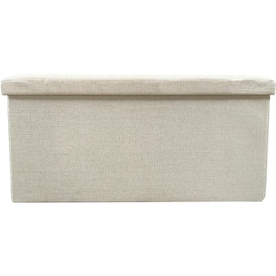 Puff Ottoman Almacenaje Rectangular Tela Plegable 76x38x38cm | Nyana Home | Estilo Otomano | Tela Resistente inferior beige