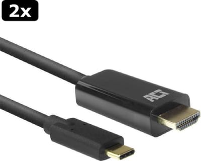 2x ACT USB C naar HDMI kabel ‚Äì 4K@60Hz ‚Äì High Speed ‚Äì DP Alt mode - Geschikt voor Laptop ‚Äì Monitor ‚Äì TV - 2meter ‚Äì AC7315