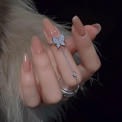Dubbele Vinger Ketting Ringen voor Vrouwen Ring Set Kwastje Vlinder Kruis Punk Ringen Sieraden Damesmode HipHop Sieraden gray