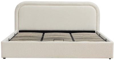 Vente-unique Bed met opbergruimte stof beige 180 x 200 cm (Super King Size Bed)