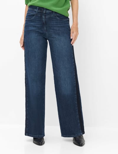 Raphaela by Brax Dames Jeans  Style LAURA FLARED STONED PLUS GALON IN DARK BLUE, denim blauw regular, maat 36