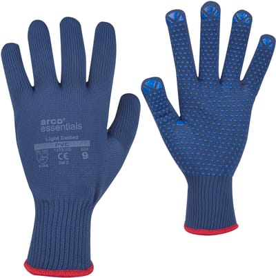 Arco Essentials - Grip Light Werkhandschoenen met PVC-Noppen Blauw - Maat S