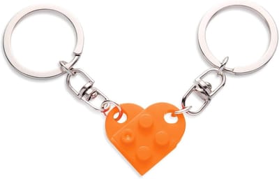 Set van 2 Hart Sleutelhangers in Paars en Oranje - Kleine Hartdecoraties voor Feestjes en Valentijnsdag Cadeaus voor Vriendin of Vriend