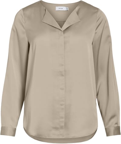 VILA - VIELLETTE V-NECK L/S SATIN SHIRT - NOOS - Dames - Blouses
