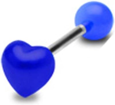 Tongpiercing UV hart 1.6x16 - blauw - LMPiercings