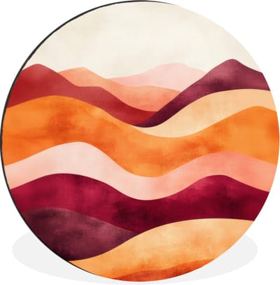 WallCircle - Wandcirkel - Muurcirkel - Abstract - Landschap - Golven - Aluminium - Dibond - 30x30 cm - Binnen en Buiten