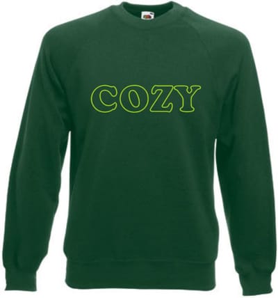 Huissweater - Huistrui - Sweater - Groen - NEON GROEN tekst COZY - ruimzittend - LARGE Design by Eizook