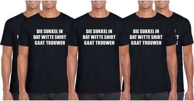 5x Vrijgezellenfeest Die sukkel gaat trouwen shirt heren Maat L