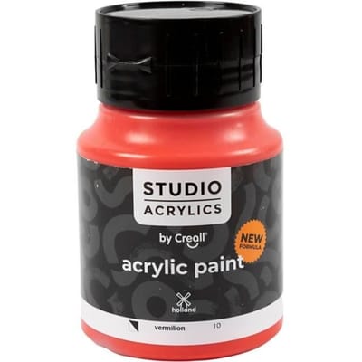 Acrylverf – Rode Verf – Acrylaatverf – Acrylic paint – Hobbyverf – Knutselen en Verven – Sneldrogend – Vermillion (#10) – Semi Dekkend – Creall Studio – 500 ml