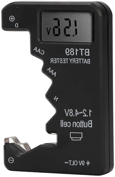 Digitale Batterijtester voor AA, AAA, 6F22, 9V en 1.5V Batterijen - Capaciteitstestmeter met Display - Batterijcontrole Gereedschap - Zwart