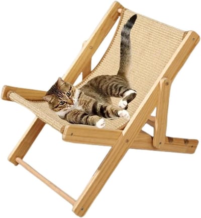 Huisdier Ligstoel - Kattenstoel Kattenbed - Rusten en Spelen - Verstelbare Ondersteuning - 49x33x35 cm - Beige Sisal