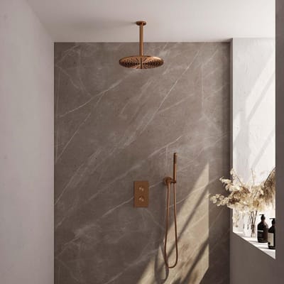 Brauer Copper Carving Thermostatische Regendoucheset Inbouw - Hoofddouche 30 cm - 3 Weg - Handdouche Staaf - Doucheslang - Wandaansluitbocht