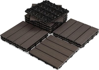 WPC Terrastegels - Balkontegels Tuintegels - Buiten Vloer Leggen - Waterproof Antislip - 30 x 30 cm - Koffie