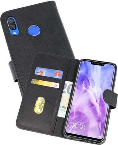 Hoesje Geschikt voor de Huawei Nova 3 - Kaarthouder Book Case Telefoonhoesje - Zwart