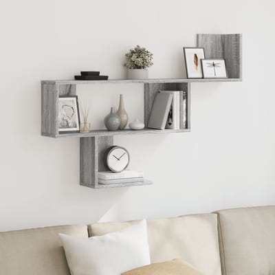 vidaXL - Wandschap - 100x15x70 - cm - bewerkt - hout - grijs - sonoma - eikenkleurig