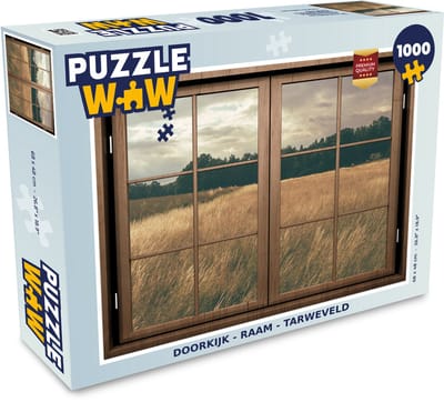 Puzzel Doorkijk - Ramen - Tarweveld - Legpuzzel - Puzzel 1000 stukjes volwassenen