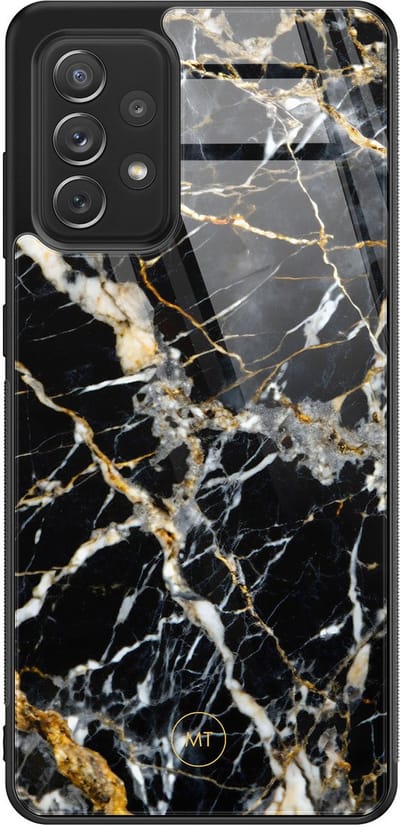 Hoesje geschikt voor Samsung Galaxy A52 5G - Black marble elegance - Hard Case Zwart Back Cover - Marmer - Zwart - Mooie Telefoonhoesjes
