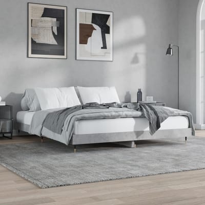 vidaXL - Bedframe - bewerkt - hout - betongrijs - 200x200 - cm