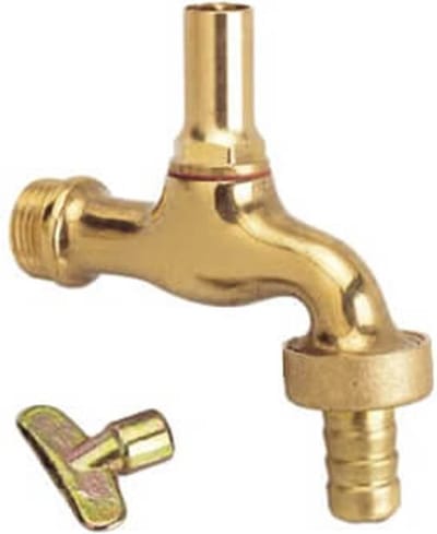 Sanitaire - messing-  tapkraan met slangkoppeling - 1 -2" - bu.dr. - bovendeel met losse sleutel