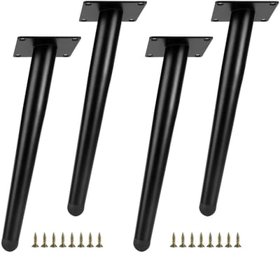 Dailygoods - DBREAKS Schuine meubelpoten, 4 stuks tafelpoten, metaal, zwart, antislip kegelvormige meubelpoten, tafelpoten voor tafels, banken, tv-kasten, stoelen, kasten, vervangende kastpoten, 35 cm