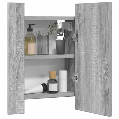 vidaXL - Badkamerspiegelkast - LED - 40x12x45 - cm - bewerkt - hout - grijs - sonoma