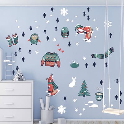 Wintervos Kerststickers - Zelfklevende kerststickers - Feestelijke decoraties - 120x150cm