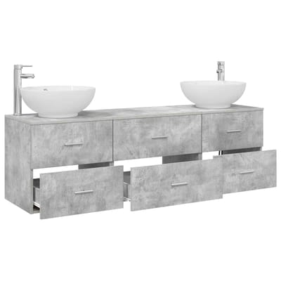 vidaXL - Badkamermeubel - Set - 3 - st - Betongrijs - 49,5 - x - 44,5 - x - 65 - cm