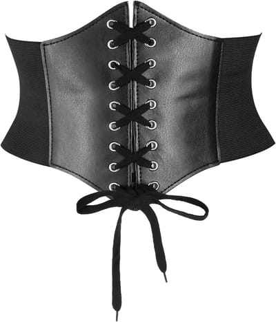 Elegante Zwarte Corsetriem voor Dames - Elastische Tailleband voor Kostuum, Lace-Up en Gestreepte Waspie Stijl, XL Maat