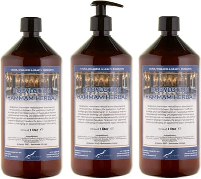 Bodylotion Hammam Herbal 1 Liter - met gratis pomp - set van 3 stuks