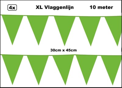 40 meter XL Vlaggenlijn licht groen 30cm x 45cm – 4x vlaggenlijn licht groen 10 meter - Giga vlaglijn themafeest party festival