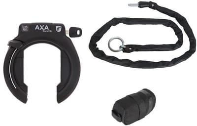 Axa Block XXL ART2 ringslot set met 100cm Insteekketting en Zadeltas - Zart