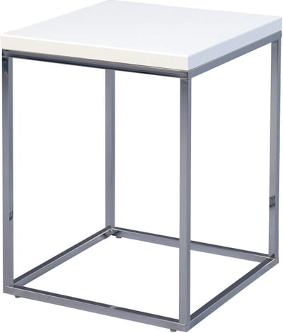 Lage Tafel - Bijzettafel Nachtkastje - Woonkamer Gebruik - Stevig Metalen Frame - 40x40x52 cm - Mat Wit